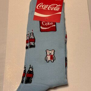 New Coca Cola Bear Novelty Crew Socks Size 6-12/13 - Men's/Women's - NWT